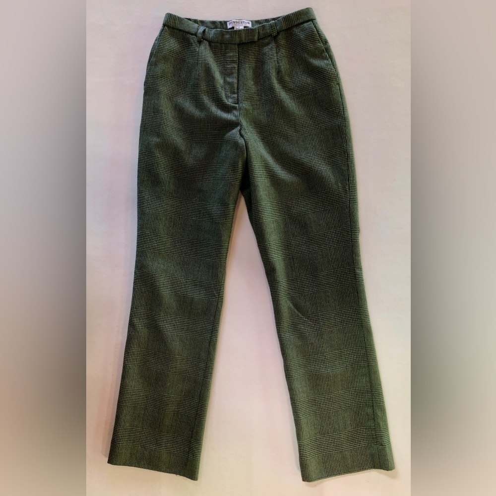 Pendleton Glen Plaid Wool Pants Green Black (2 Petite) - Picture 3 of 15